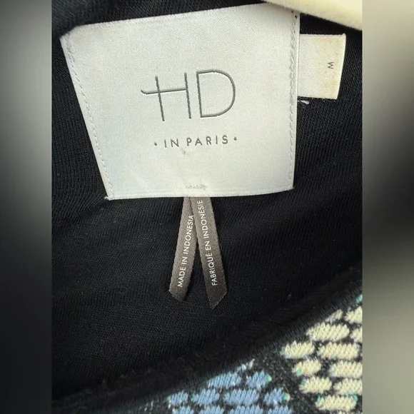 Anthropologie HD In Paris Hollyhock Dress Blue Pixel Print A-Line Short Sleeve M - Picture 5 of 6